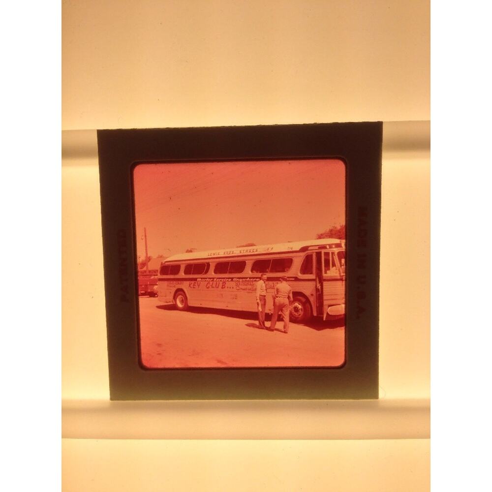 Vintage 1960s Key Club Mid Century Bus Lewis Brothers Photograph Color Art Slide